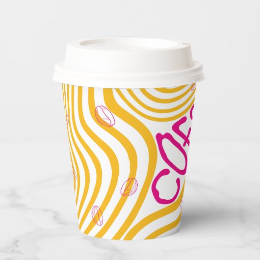 Kaffee Pink Vibrannte Papiertüten Pappbecher (Vorderseite)