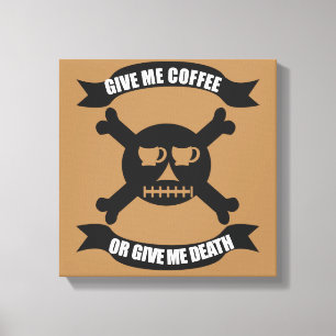 Kaffee-Pirat Totenkopf und gekreuzte Knochen Druck Leinwanddruck