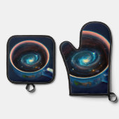 Kaffee-Pokal Ofenhandschuh & Topflappen-Set (Vorderseite)