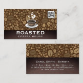 Kaffee-Pokal-Steaming | QR-Code | Bohnen Visitenkarte (Vorne/Hinten)