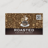 Kaffee-Pokal-Steaming | QR-Code | Bohnen Visitenkarte (Vorderseite)