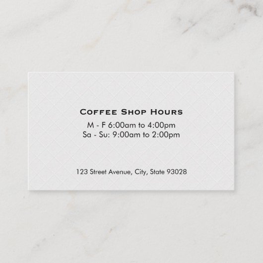 Kaffee-Pokal-Steaming Visitenkarte (Rückseite)