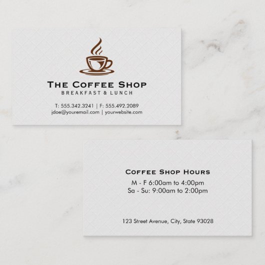 Kaffee-Pokal-Steaming Visitenkarte (Vorne/Hinten)