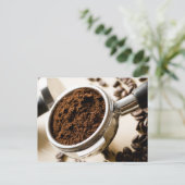 Kaffee, Portafilter, Espresso, Kaffeebohnen Postkarte (Stehend Vorderseite)