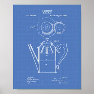 Kaffee Pot 1880 Patent Art Blueprint Poster