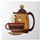 Kaffee Pot & Cup Niedliche Keramik Küche Tile Fliese (Vorderseite)