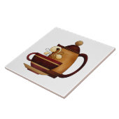 Kaffee Pot & Cup Niedliche Keramik Küche Tile Fliese (Seite)