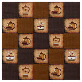 Kaffee Pot & Cups Rustikales Gewebe Stoff (Nahaufnahme)