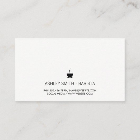 Kaffee-Pot mit Kaffee-Skript Visitenkarte (Rückseite)