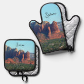 Kaffee Pot Rock I in Sedona Ofenhandschuh & Topflappen-Set (Vorderseite/Rückseite)