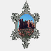Kaffee Pot Rock II in Sedona Arizona Schneeflocken Zinn-Ornament (Links)