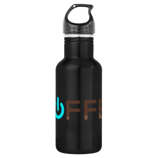 Kaffee Power (blau) Edelstahlflasche (Vorderseite)