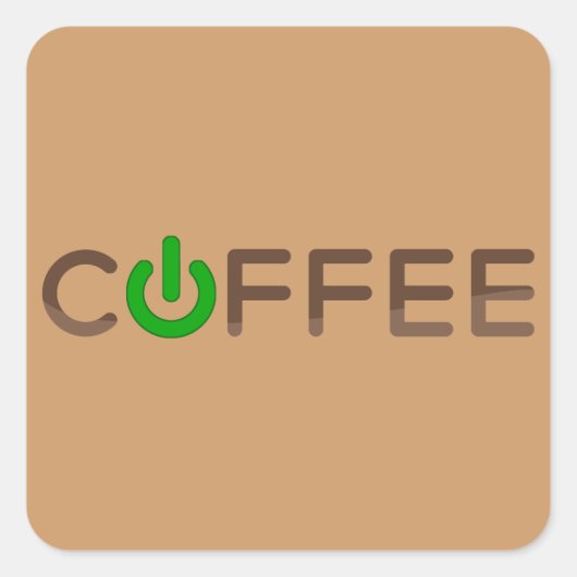 Kaffee Power (grün) Quadratischer Aufkleber (Vorderseite)