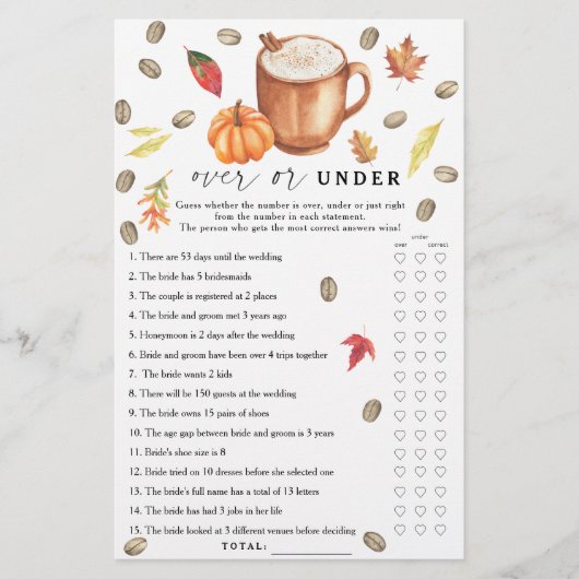 Kaffee Pumpkin-Brautparty Ein- oder Unterspiel (Vorderseite)