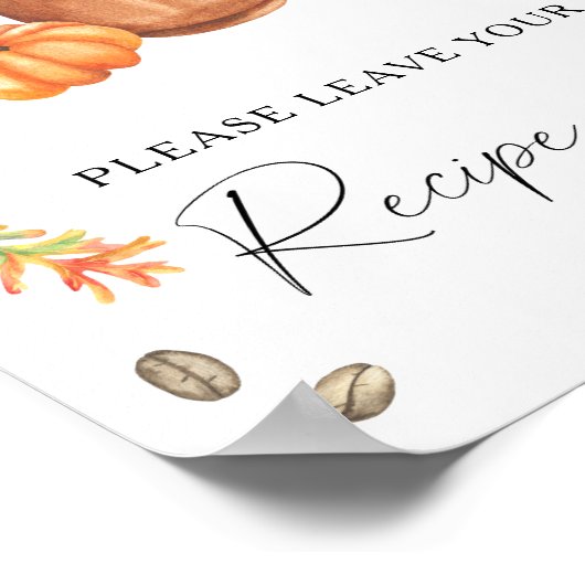 Kaffee Pumpkin Brautparty Rezept Karte hier Poster (Ecke)