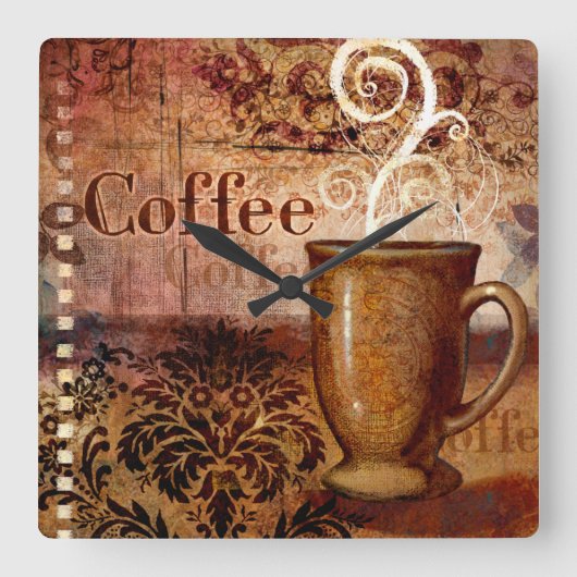 Kaffee Quadratische Wanduhr (Vorderseite)