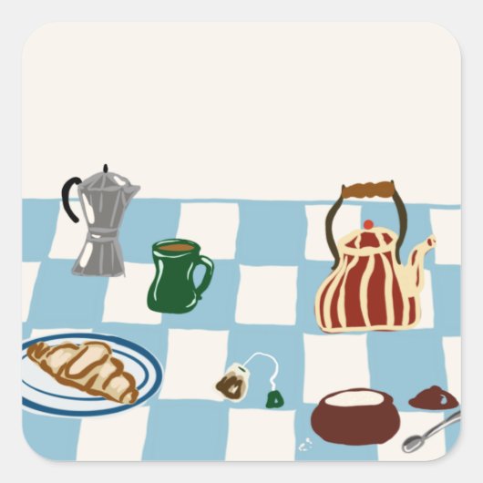 Kaffee Quadratischer Aufkleber (Vorderseite)