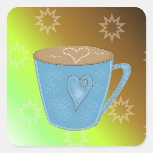 Kaffee Quadratischer Aufkleber (Vorderseite)