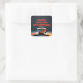 Kaffee Quadratischer Aufkleber (Tasche)