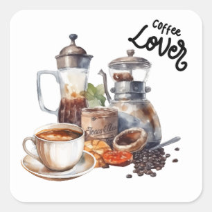 Kaffee Quadratischer Aufkleber