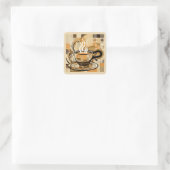 Kaffee Quadratischer Aufkleber (Tasche)