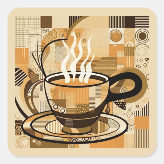 Kaffee Quadratischer Aufkleber (Vorderseite)