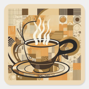 Kaffee Quadratischer Aufkleber