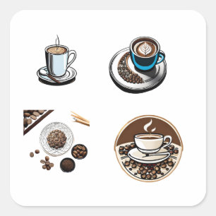 Kaffee Quadratischer Aufkleber