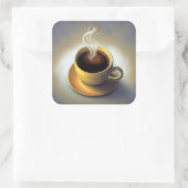 Kaffee Quadratischer Aufkleber (Tasche)