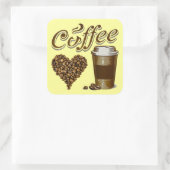 Kaffee Quadratischer Aufkleber (Tasche)