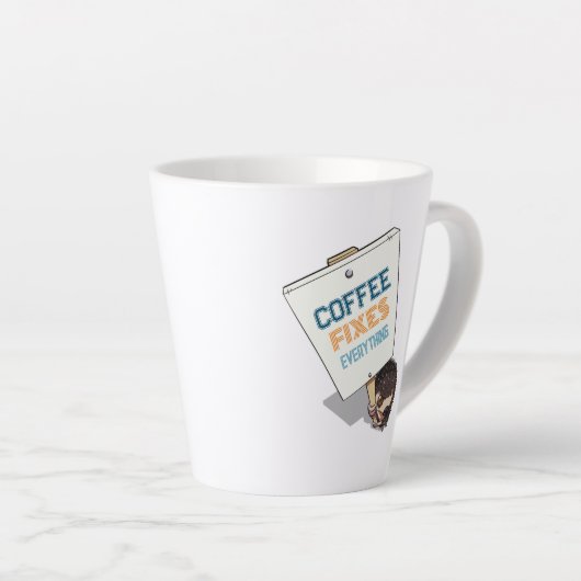 Kaffee repariert alles Funny Igel Picket Zeichen Milchtasse (Rechte Ecke)