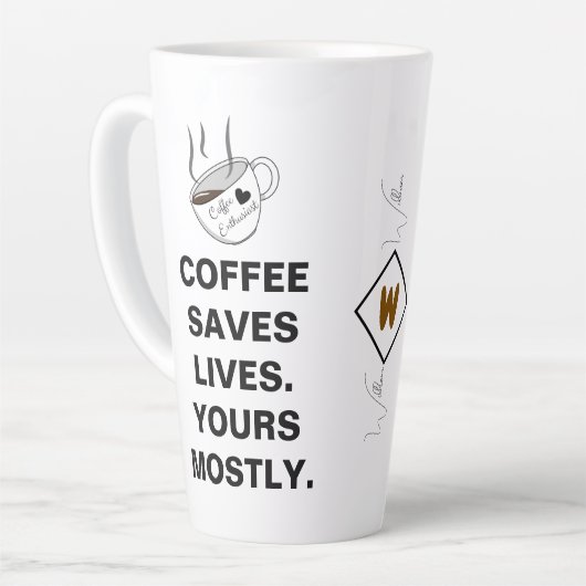 Kaffee Rette Leben. Meist Eurer * Funny White Milchtasse (Linke Ecke)