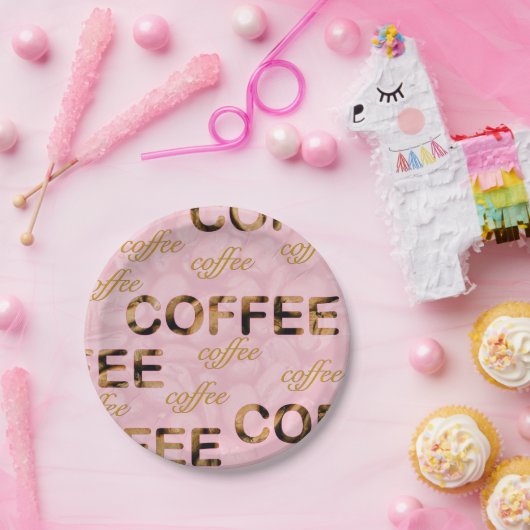Kaffee Rosa Gold Pappteller (Party)