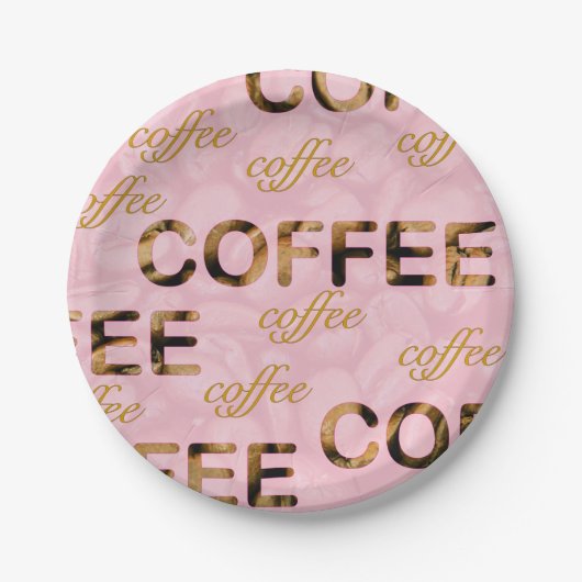 Kaffee Rosa Gold Pappteller (Vorderseite)