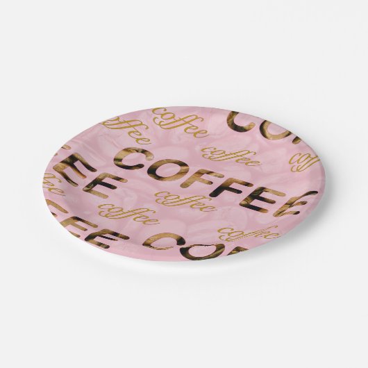 Kaffee Rosa Gold Pappteller (Schrägansicht)