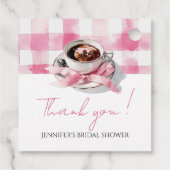 Kaffee Rosa Schleife Brautparty Danke Favor Tags Geschenkanhänger (Rückseite)