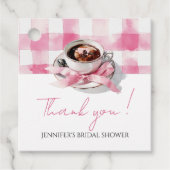 Kaffee Rosa Schleife Brautparty Danke Favor Tags Geschenkanhänger (Vorderseite)