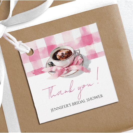 Kaffee Rosa Schleife Brautparty Danke Favor Tags Geschenkanhänger