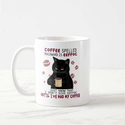 Kaffee rückwärts geschrieben ist Eeffoc Funny Cats Kaffeetasse (Links)