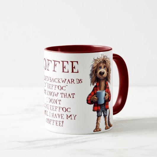 Kaffee rückwärts geschrieben ist Eeffoc - Hund Tasse (VorderseiteRechts)