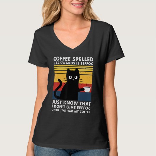 Kaffee rückwärts geschrieben ist Eeffoc lustige sc T-Shirt (Vorderseite)