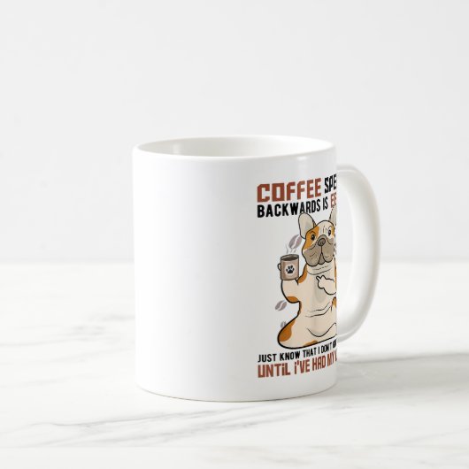 KAFFEE rückwärts geschrieben ist EFFOC Pitbull Dri Kaffeetasse (VorderseiteRechts)