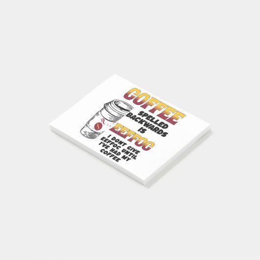Kaffee rückwärts geschrieben post-it klebezettel (angewinkelt)
