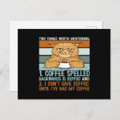 Kaffee rückwärts geschrieben - Witzige Katze Postkarte (Vorne/Hinten)