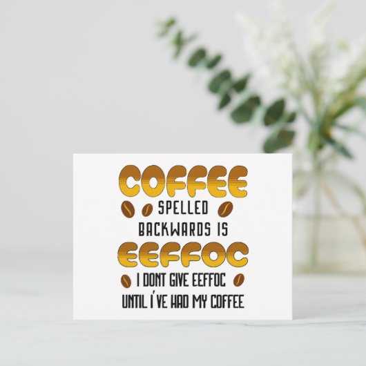Kaffee rückwärts Kaffeeliebhaber Postkarte (Stehend Vorderseite)