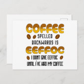 Kaffee rückwärts Kaffeeliebhaber Postkarte (Vorne/Hinten)
