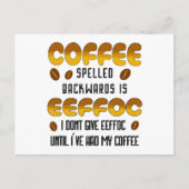 Kaffee rückwärts Kaffeeliebhaber Postkarte (Vorderseite)