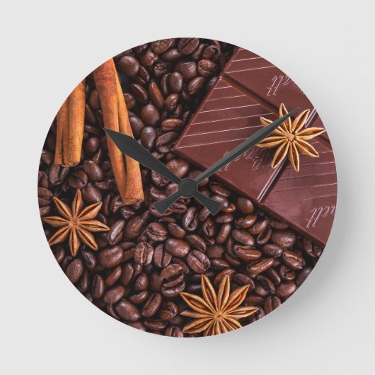 Kaffee Runde Wanduhr (Vorderseite)