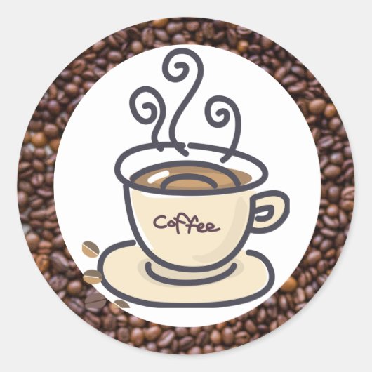 Kaffee Runder Aufkleber (Vorderseite)