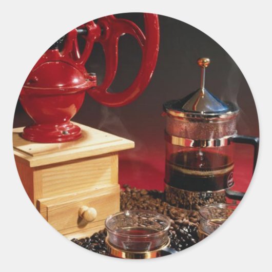 Kaffee Runder Aufkleber (Vorderseite)
